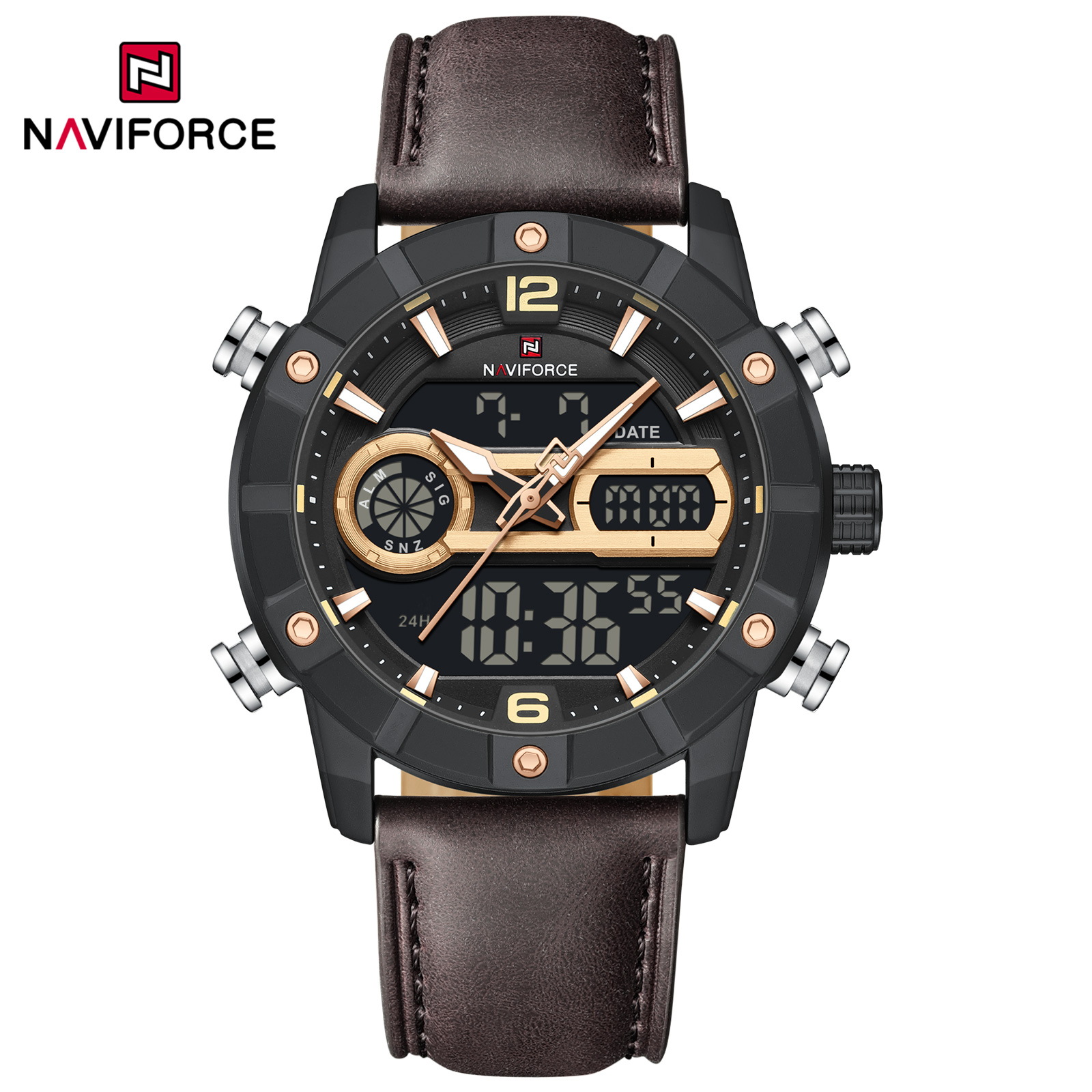 NAVIFORCE Men's NF9263 Leather Sports Male Watches